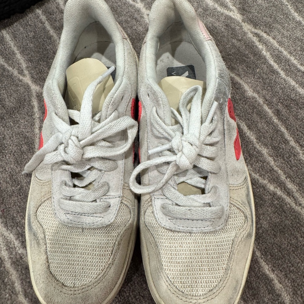 Women's White and Pink Sneakers